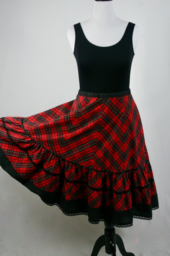 Vintage Skirt Red Plaid Prairie Skirt Volup Vinta… - image 2