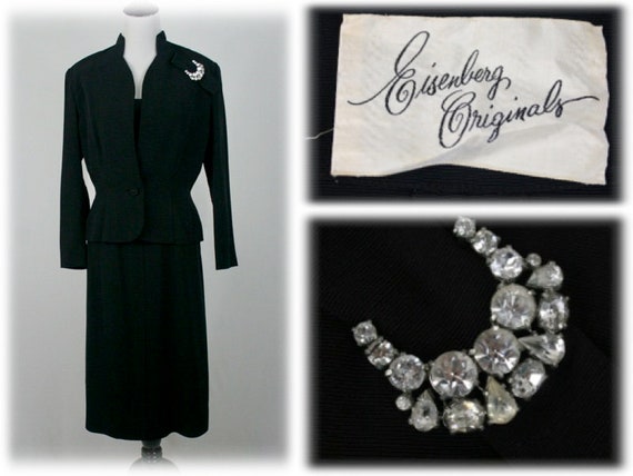Vintage 1940s Dress and Jacket Set Eisenberg Orig… - image 1