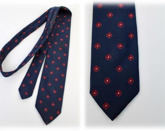 Vintage Necktie Envoy Blue Red Diamond Tie