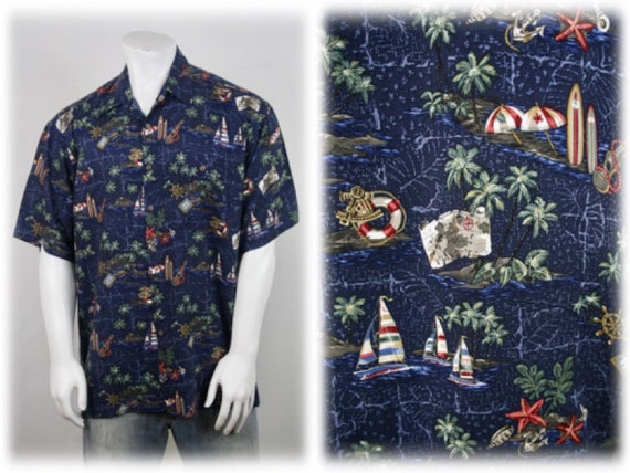Vintage Aloha Shirt Rayon Moda Campia Shirt XL