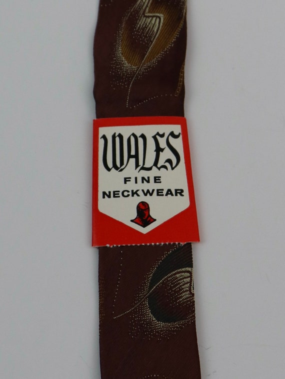 Vintage 1960s Necktie Wales Fine Neckwear Brown S… - image 5