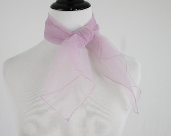 1960s Pale Lilac Sheer Nylon Chiffon Square Scarf Made in Japan