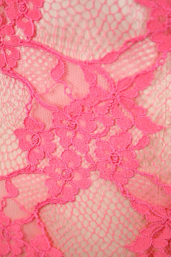 1960s Lace Dress Hot Pink Lace Sheath Bridesmaid … - image 5