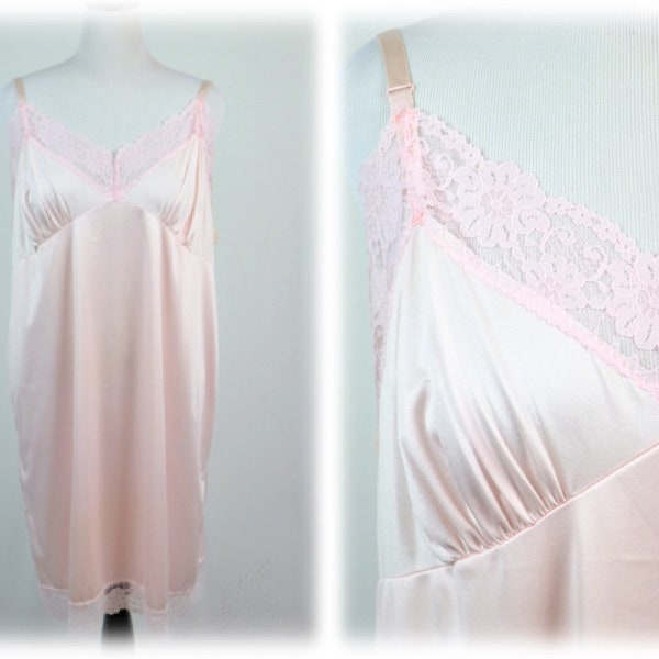 Vintage Slip Pink Nylon Lace Full Slip Volup Vintage