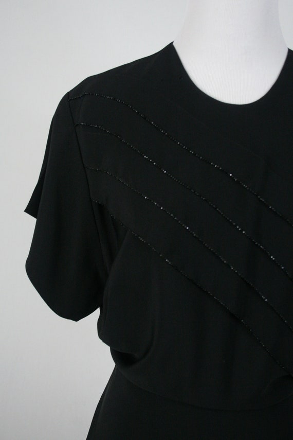 1940s Dress Lisbeth Fashions Black Rayon Crepe Be… - image 3