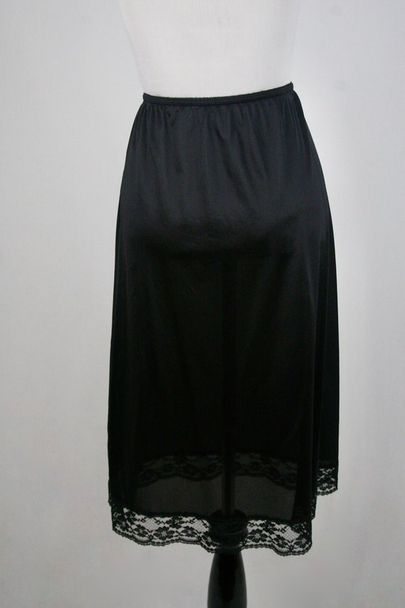 Vintage Slip Black Nylon Lace Half Slip Small - image 7