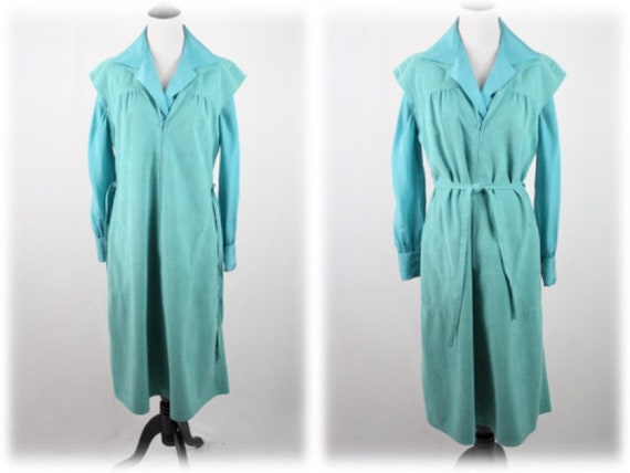 1970s Vera Maxwell Ultra Suede Turquoise Dress Bo… - image 5
