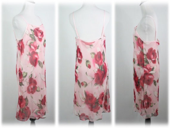 Vintage 1990s Peignoir Set Roses Printed Chiffon … - image 7