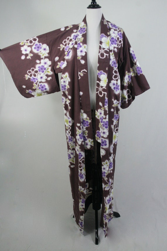 Vintage Kimono Cotton Floral Robe - image 3