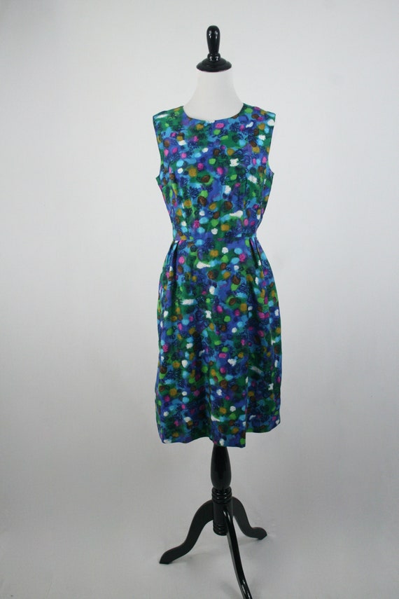 1960s Dress Brightly Colored Cotton Sleeveless Dr… - image 2