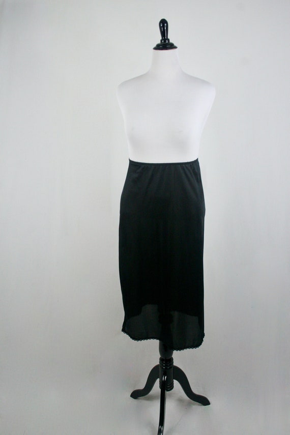 Vintage Slip Black Nylon Midi Half Slip Gem