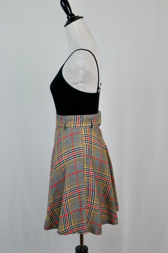 Vintage 1970s Skirt Wool Plaid Flared Skirt - image 7