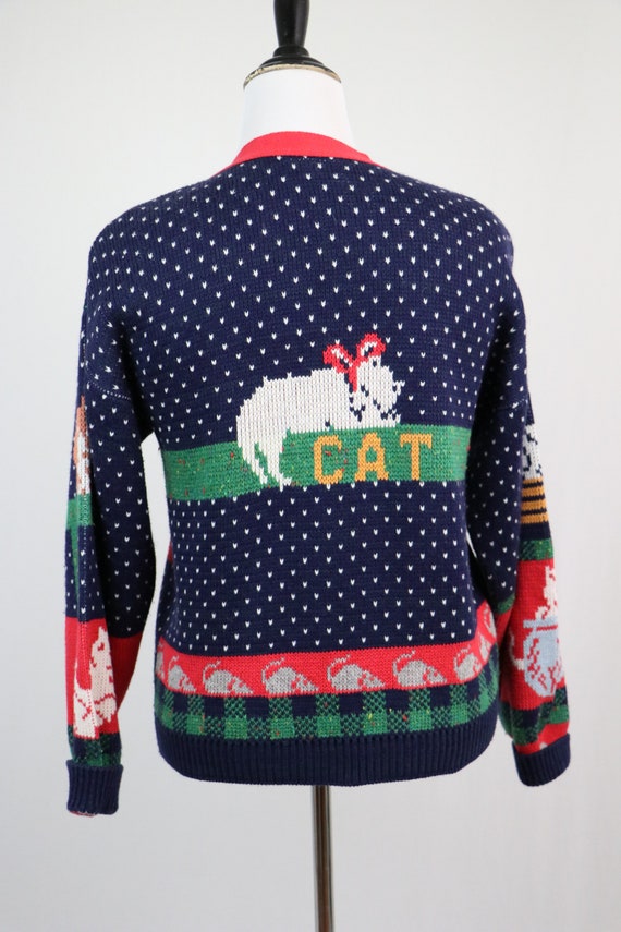 1990s Sweater Cat Novelty Cardigan Sweater by Swe… - image 6
