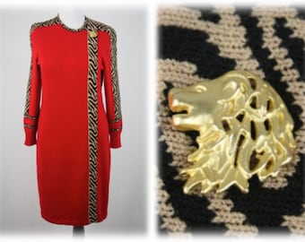 Vintage Dress Red Knit Antonella Preve New York Dress Large