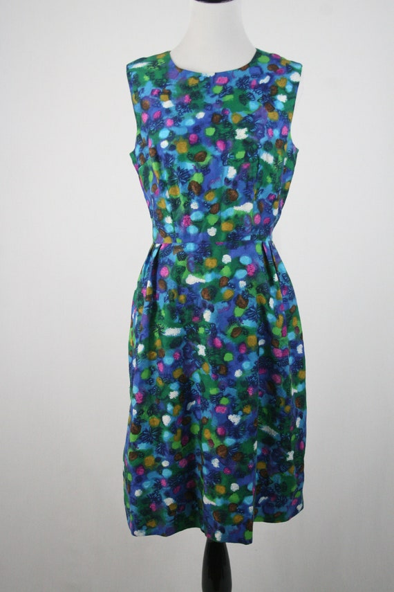 1960s Dress Brightly Colored Cotton Sleeveless Dr… - image 3