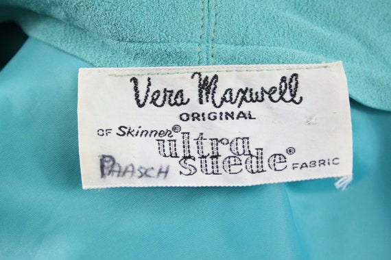 1970s Vera Maxwell Ultra Suede Turquoise Dress Bo… - image 7