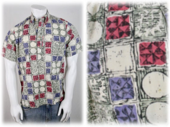 Vintage Hawaiian Shirt Cotton Hawaiian Tunic by K… - image 1