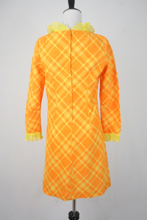1960s Dress Orange Yellow Plaid Ruffled Jody of C… - image 7