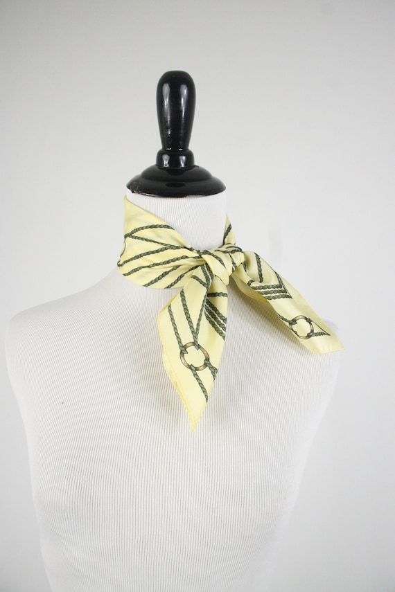 Vintage Scarf Small Pale Yellow Square Scarf Necke