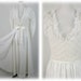 Peignoir Ancien Odette Barsa Années 50 - Mousseline & Satin Brodé, Bleu Clair, Taille S