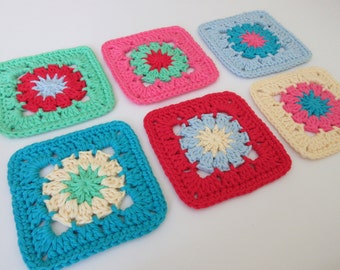 Coaster Crochet Pattern, Colourful Granny Square Crochet Tutorial, Square Drinks Mat Pattern, PDF Download