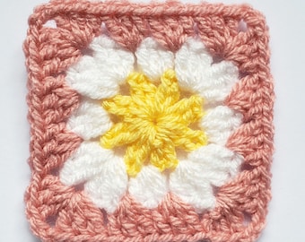 Daisy Granny Square Crochet Pattern, Easy Granny Square Pattern, Flower Square Crochet Pattern, US Crochet Terms