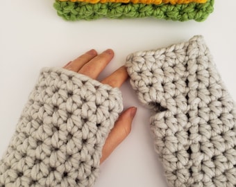 Chunky Fingerless Gloves Crochet Pattern, Hand Warmers Digital Pattern, Easy Fingerless Gloves, US Crochet Terms, PDF Instant Download