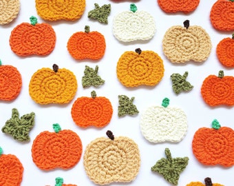 Pumpkin and Leaf PDF Crochet Pattern, Pumpkin Applique Pattern, Halloween Pattern, Autumn Pumpkin Garland, US Crochet Terms