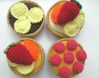 Fruit Tart Crochet Pattern, Crochet Cakes Pattern, Toy Food Crochet Pattern, PDF Instant Download, US Crochet Terms