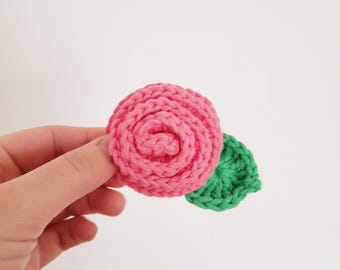 Crochet Rose Brooch, Handmade Pin Badge, Crochet Flower
