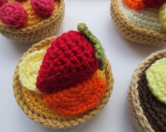 Fruit Tart Crochet Pattern, Crochet Cakes Pattern, Cake Pattern, Tutorial, Instant Download, US Crochet Terms