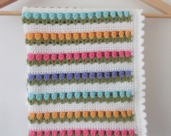 Flower Baby Blanket Crochet Pattern, Tulip Blanket Pattern, Baby Blanket Crochet Pattern, Tutorial, PDF Download, US Crochet Terms