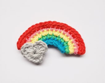 Mini Rainbow and Heart Cloud Applique, Motif, Crochet Pattern, PDF Pattern, US Crochet Terms
