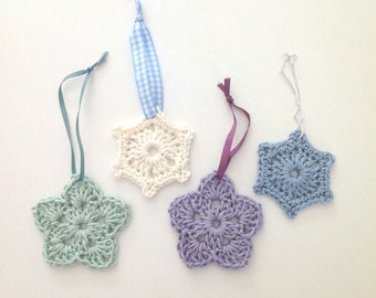 Snowflake and Star Pattern, Christmas Ornament Crochet Pattern, Digital PDF Pattern, US Crochet Terms