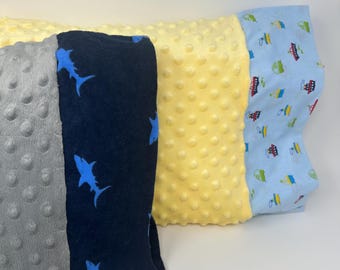 Personalized Minky Dot Pillowcase: Shark, Sailboat Travel Pillow (12x16)