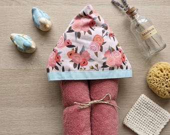 Handmade Watercolor Floral Hooded Towel, Baby Toddler Bath Beach Pool Towel
