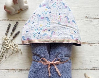 Personalized Unicorn Hooded Towel: Handmade Cotton Bath Towel for Toddler