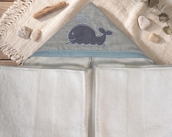 Whale Hooded Towel-Personalized Bath, Beach, or Pool Towel for Baby, Toddler, Kids
