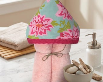 Dahlia Floral Print Personalized Baby to Toddler Hooded Bath Towel
