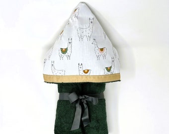 Toalla con capucha de llama personalizada: algodón de rizo para bebés, niños pequeños y niños