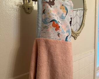 Mermaids and Sea Turtles Child's Hooded Bath, Pool, or Beach Towel-Wren Riley Designs-Embroidery Available