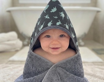 Dinosaur Hooded Towel: Personalized Baby, Toddler Bath Towel