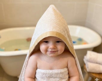Personalized Embroidered Neutral Patrern Hooded Towel: Baby, Toddler Bath Towel