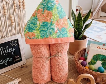 Palm Leaf Hooded Towel-Personalized Bath, Beach, or Pool Towel for Baby, Toddler, Kids Child’s Hoodie Towel