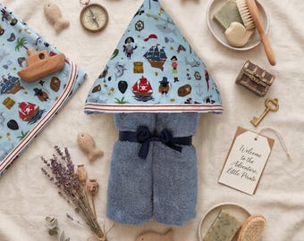 Personalized Pirate Hooded Towel: Handmade Cotton Bath/Beach Towel