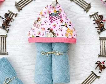 Personalized Horse Show Hooded Towel: Cotton Flannel Baby, Toddler, Kids