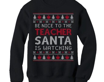 Doryti Teacher Santa is Watching Zip Hooded Sweatshirt