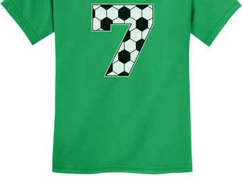 Tstars 7 Year Old Seventh Birthday Gift Soccer Youth Kids T-Shirt