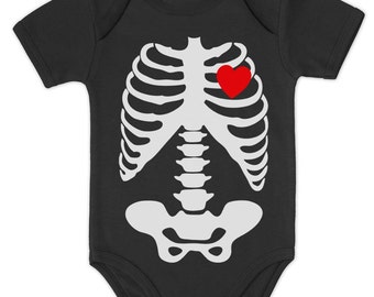 Just Born Baby Boys Girls Bodysuits Skeleton Candy Rib-cage X-Ray Halloween Funny Cotton Short Sleeve Romper Suit