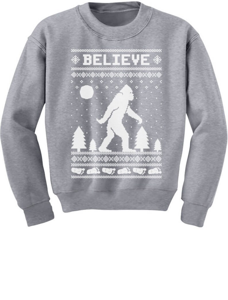Download Bigfoot I Believe Sasquatch Ugly Christmas Youth Crewneck ...